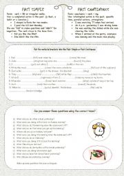 English Worksheet: Past simple & past continuous