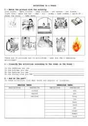 English worksheet: activities in a house