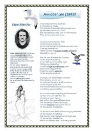 English Worksheet: A poem of Edgar Allan Poe
