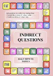 Indirect questions - a boardgame (key, editable, B/W)