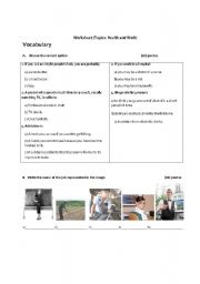English worksheet: Health and Work