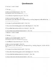 English Worksheet: Questionnaire 
