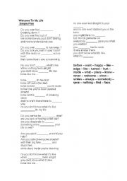 English Worksheet: Song - Welcome to my life