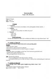 English Worksheet: lesson plan for defining a job