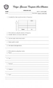 English worksheet: Ninth Grade Quizzes (English, Science, Social and Math)