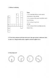 English worksheet: Review time and vocabulary