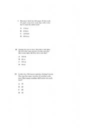 English Worksheet: TAKS 5th Grade Math