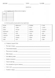 English worksheet: test di terza elementare