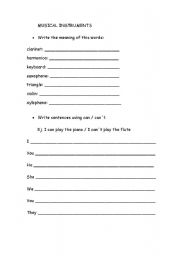 English Worksheet: Musical Instruments