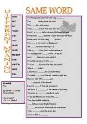 English Worksheet: SAME WORD -DIFFERENT MEANING