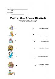 English worksheet: Daily Routines Match