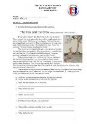 The Fox and the Crow - Reading Comprehension