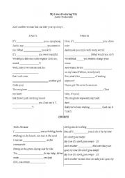 English Worksheet: My Love - by Justin