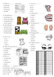 4th grade test furnitur ,basic prepositions and body parts PART 2