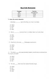 English worksheet: Relative Pronouns