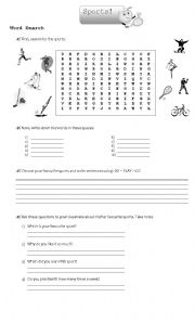 Worksheet about sports