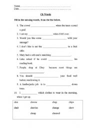 English worksheet: CH - words