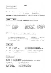 English Worksheet: Like  verb and preposition