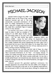 English Worksheet: MICHAEL JACKSONS LIFE