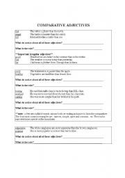 English worksheet: Comparative Adjectives Discover the Rules.  