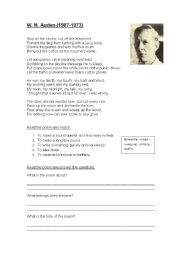 English Worksheet: poem: stop all the clocks by W.H. Auden