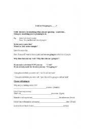 English worksheet: Future: will/going to