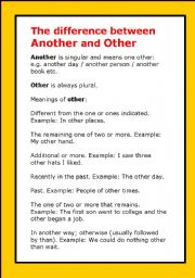 English Worksheet: The difference between Another and Other