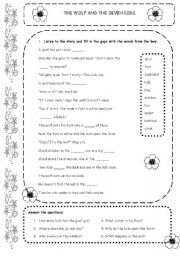 English Worksheet: The wolf and the seven kids