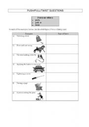 English worksheets: science: Forces and Motion