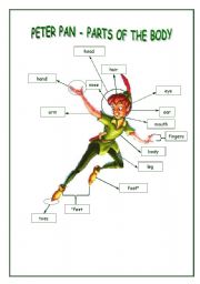 English Worksheet: peter pan - parts of the body poster