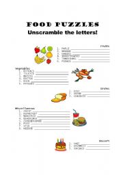 Foods: Unscramble the letters!