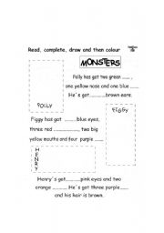 English worksheet: monster body