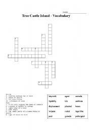 English worksheet: Tree Castle Island crossword puzzle