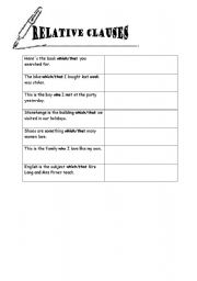 English worksheet: contact clauses