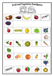 English Worksheet: Fruit and Vegetables Board Game