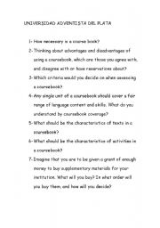 English Worksheet: questionnaire on using coursebooks