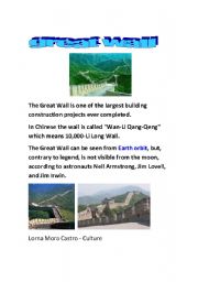 English worksheet: great wall