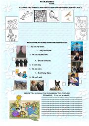 English Worksheet: CAN -CANT