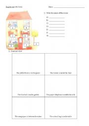 English Worksheet: parts of the house and prepositions