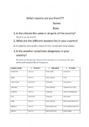English worksheet: What country are you from