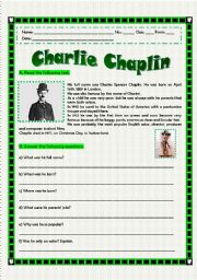 CHAPLIN - SIMPLE PAST TENSE OF THE VERB TO BE