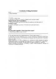 English worksheet: Vocabulary Strategy Worksheet