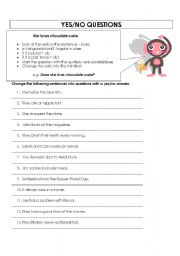 English Worksheet: yes/no questions