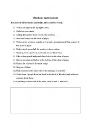 English Worksheet: Reading skills: Obedience matters most!