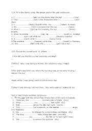 English Worksheet: simple past vs. past continuous