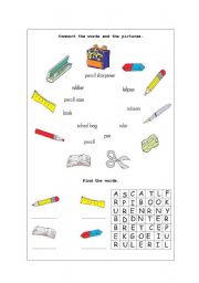 English Worksheet: School things