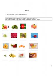 English Worksheet: fruit lesson- exercises