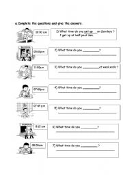 English Worksheet: daily routine yes/no questions 