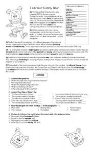 English Worksheet: The Gummy Bear