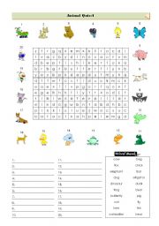 English Worksheet: Animal-Wordsearch Quiz